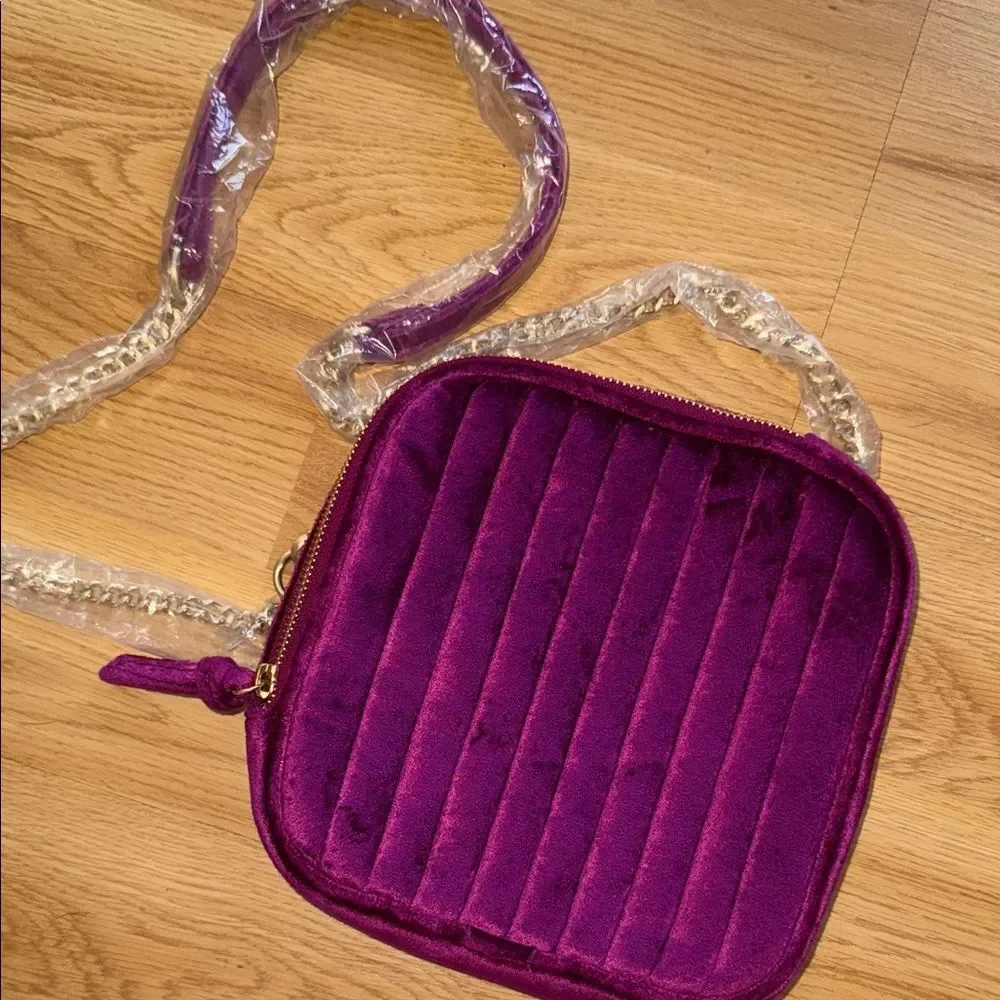 NEW J Jill Purple Quilted Crossbody Bag Velvet Sugarbeet